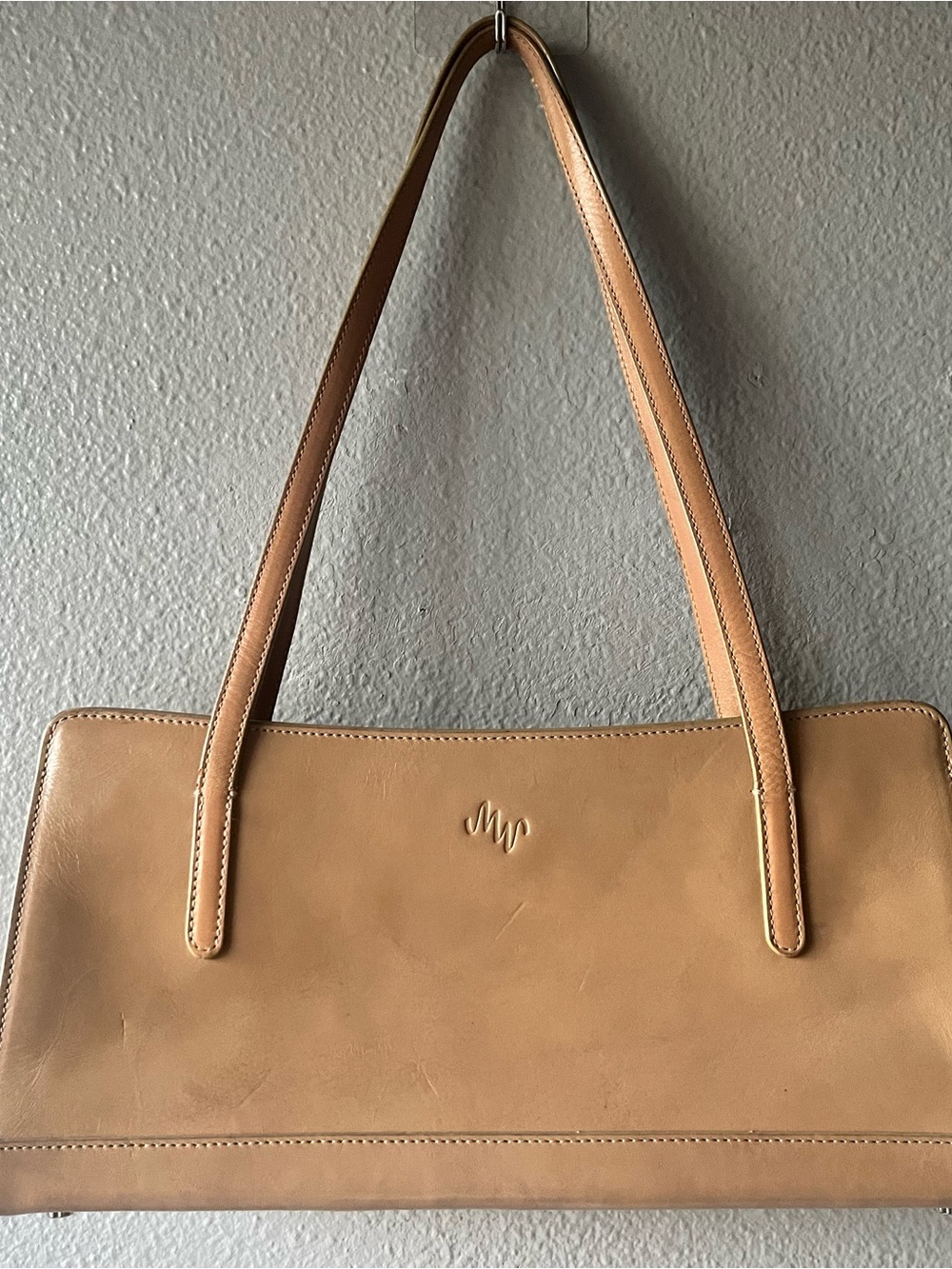 Monsac Tan Leather Shoulder Bag- Classic Tote